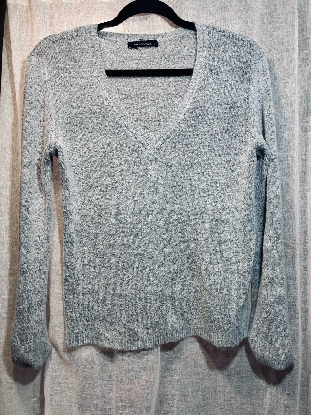 Olivaceous Light Gray V-Neck Sweater